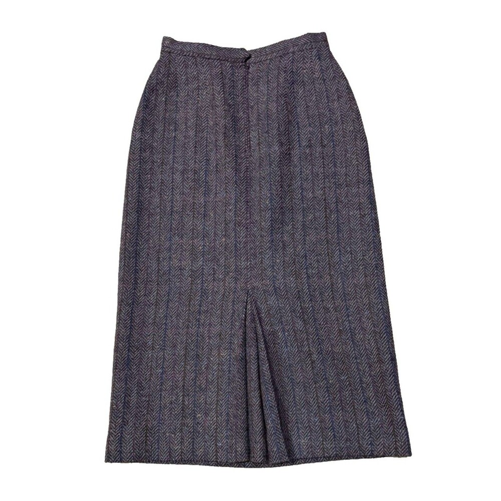 Corbin Ltd Brown Herringbone Tweed Midi Skirt M Vintage Wool Lined Career VTG